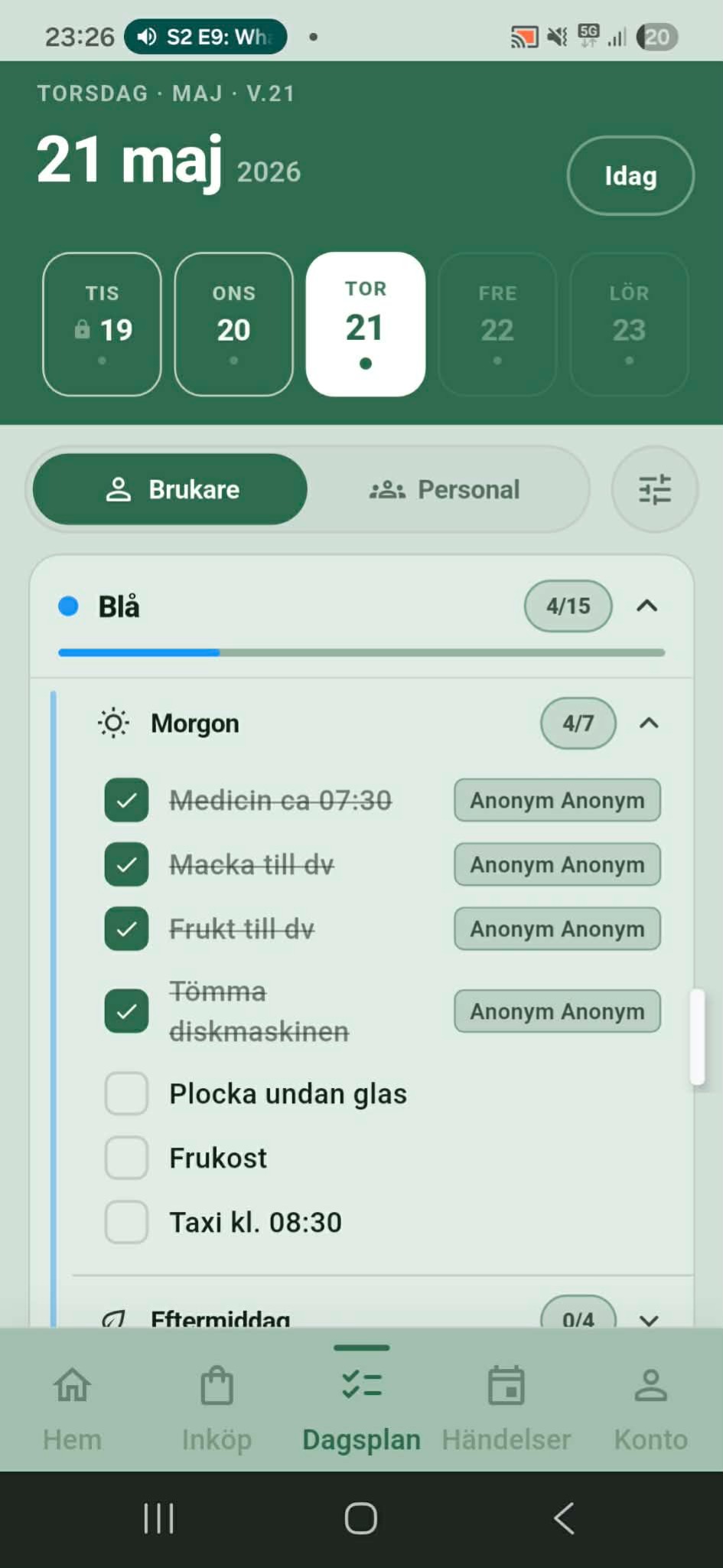 Dagsplan checklistor