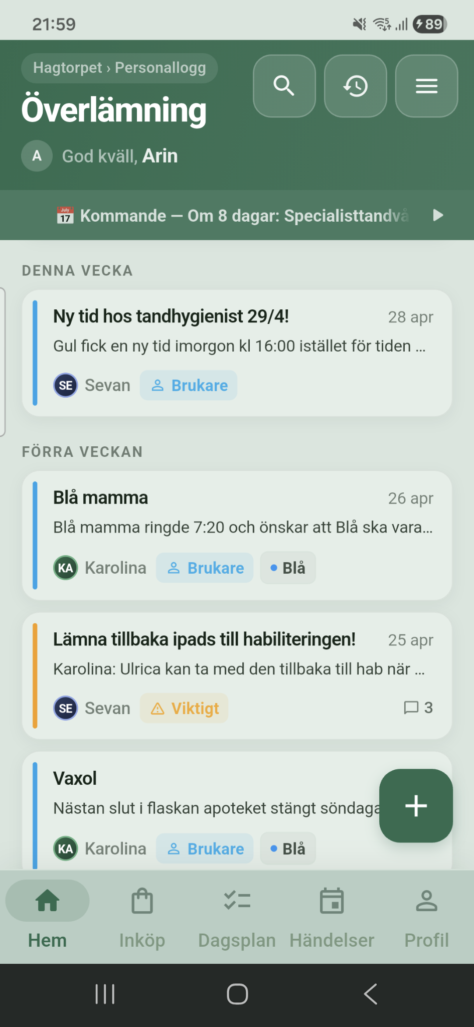 Överlämningar